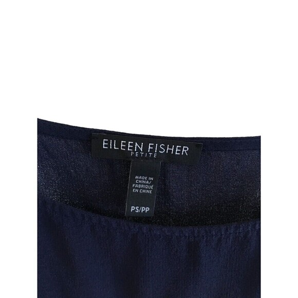 Eileen Fisher Silk Top Women's Size Small Petite Navy Blue Sleeveless - Picture 6 of 6